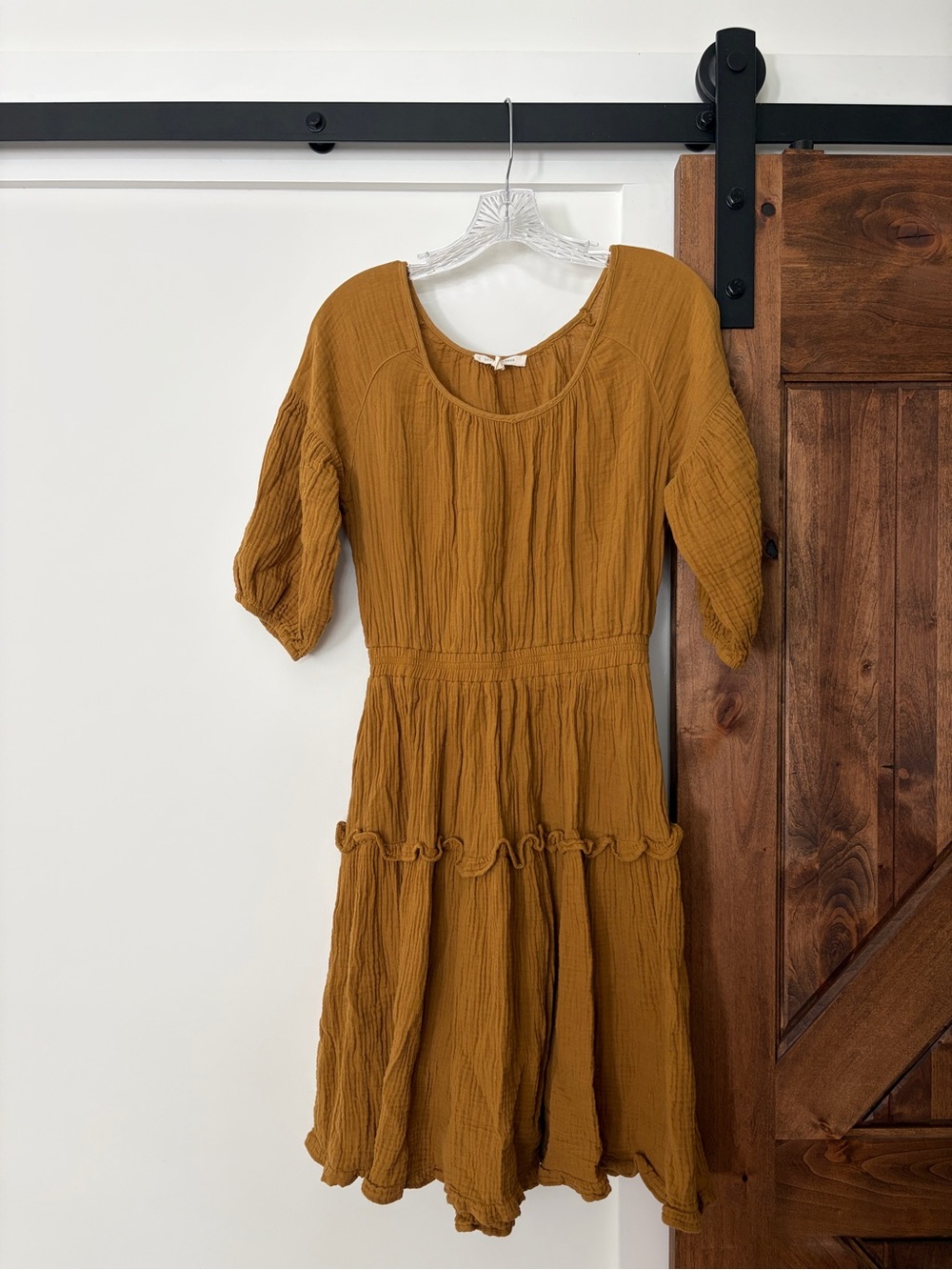 mustard yellow 100% cotton gauze dress